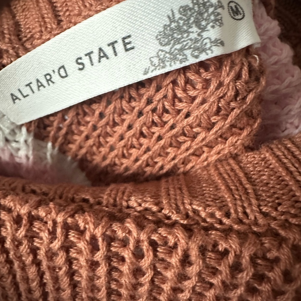 NWT Altar'd State Pink and Brown Striped Sweater - Picture 6 of 6